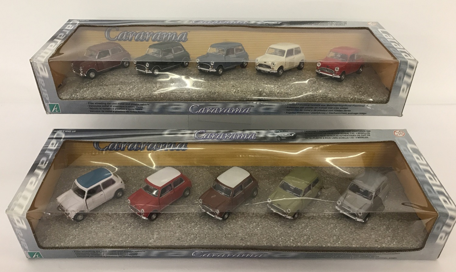 2 boxed sets of vintage Mini Cooper cars by Cararama. 1:43 scale.