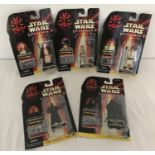 5 x 1999 Hasbro Toys, Star Wars Episode 1 action figures; sealed and in unopened blister packaging.