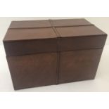 A new leather lidded storage box, fabric lined with stitched seam detail.