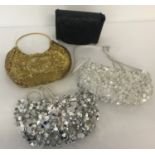 4 vintage sequined and heavily beaded ladies evening bags.