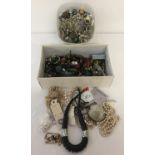 2 boxes of vintage and modern costume jewellery.