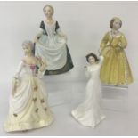 4 ceramic figurines by Coalport, Royal Doulton and Royal Worcester.