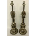 A pair of large brass ornamental table lamps, marked to lighting fitment "The Stiffel Company".