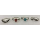 A set of 4 interchanging stacking rings by Carolyn Pollack. All size M½.