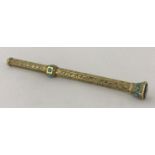 An antique gold hexagon shaped propelling pencil by Sampson Mordon. Floral engraving throughout.