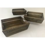 A set of 3 vintage style, 2 handled wooden advertising candy floss trays.