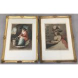 A pair of gilt framed and glazed mezzotints of ladies in period dress. Signed Thomas G Appleton.