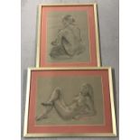 2 gilt framed and glazed nude pastel sketches.