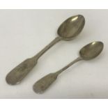 A Victorian silver fiddleback table spoon Hallmarked Thomas Hart Stone, Exeter 1867.