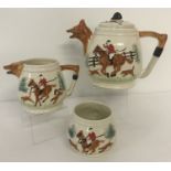 A circa 1940's 3 piece Paramount Potteries Co tea set with hunting design.