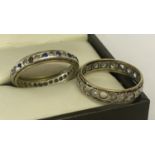 2 vintage 9ct gold stone set full eternity rings suitable for scrap or repair.