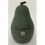 A Georgian style fruitwood tea caddy in the shape of a pear, complete with key.