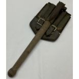 Cold War interest post war style German entrenching tool and leather pannier dated 1953.