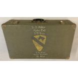 Vietnam War style metal suitcase with hand painted marking to front.