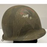 Vietnam war interest - A.R.V.N. special forces rear split seam helmet. No liner, with painted detail