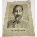 A Vietnam war interest fabric "Ho Chi Minh" portrait.
