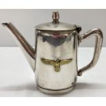 A WWII style Kriegsmarine officers mess heavy silver plated coffee pot.