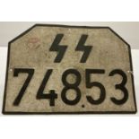 A WWII style German Waffen SS number plate.