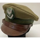 A Cold war style Eastern European peaked army cap.