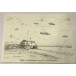 A unframed print of "Metfield 491st bombardment Group (H) North Pickenham" airfield.