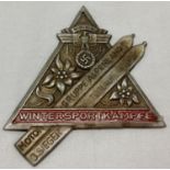 A German WWII style NSKK German transport winter sports camp plaque.