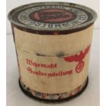 A WWII style sealed biscuit tin of the type sent to the Eastern Front for troops.