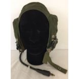 RAF/RN style type G flying helmet. Size 3 with earphone speakers, electrics and oxy mask clips.