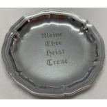 A German WWII style pin tray engraved with Waffen SS motto.