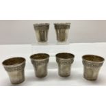 A set of 6 German WWII style silver plated Waffen SS Schnapps cups.