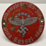 A WWII style German N.S.F.K. meeting place enamel sign.