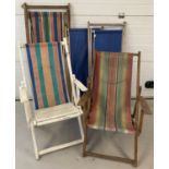 5 vintage deckchairs. All wooden framed,1 with wooden slated seat.