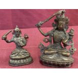 2 small bronze figurines of Oriental Deities.