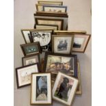 27 framed and glazed mixed genre photographs, oil, print and watercolour pictures.