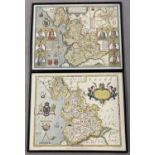 2 vintage framed and glazed maps of Lancashire.