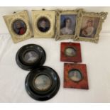 A collection of 8 framed and glazed miniature pictures of classical theme.