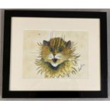 Louis Wain, pen ink and watercolour picture of a cat, signed to lower right. Recently reframed.