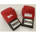 A pair of signed Lonsdale boxing gloves from British Bantamweight boxer Francis Ampofo.