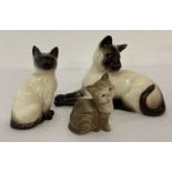 3 Beswick ceramic cat figurines.