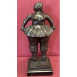 After Fernando Botero, bronze figure of a ballerina, mounted on a marble plinth.