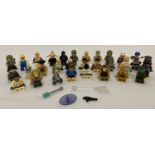 A collection of 29 Lego mini figures and accessories to include Star Wars characters.
