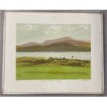 A framed and glazed limited edition block print "Dooks Near Glenbeigh, Co. Kerry" by Ken Hildrew.