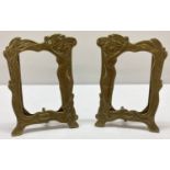 A pair of vintage brass Art Nouveau style, freestanding picture frames.