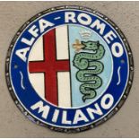 A painted cast iron "Alfa Romeo Milano" wall plaque.