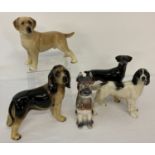 5 ceramics dog figures. To include Doberman, English Setter and Bloodhound.