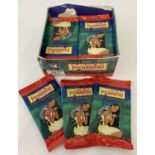 A box containing 25 sealed packs of Disney's Pocahontas Trading Cards by Skybox.