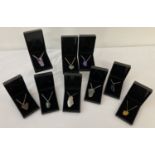 9 boxed natural stone pendant necklaces.