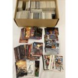 A box of assorted trading cards.