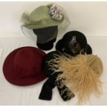 5 vintage ladies hats, to include Astrakhan, Bermona Trend & County Clothes of Cheltenham.