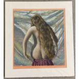 Kris Leach - mounted oil on canvas board of a nude, entitled "Cascade".