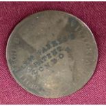 A 1861 Victorian penny stamped to both sides "ALXDR PARKES'S PATENT LONDON".